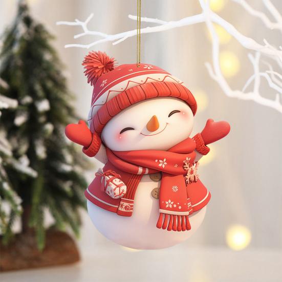 Рождественский подвесной орнамент акриловый мультяшный стиль кулон с шнурком