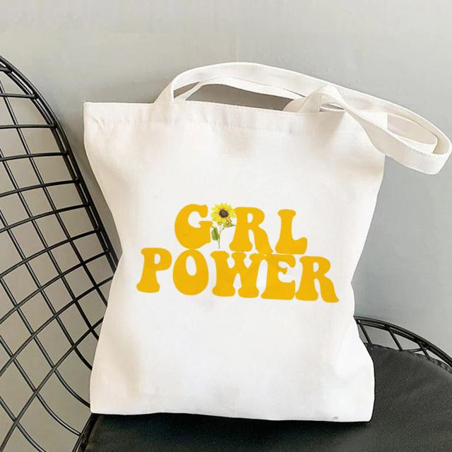 Шоппер GIRL POWER с принтом Каваи Сумка Харадзюку Женская сумка для покупок Холщовая сумка-шоппер Женская сумка-тоут на плечо