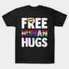 Men Black Print T-shirt Super Large TShirt Free Human Hugs Support Lgbt Pride Month No-Cut Transfer Paper Print Cotton Tshirt