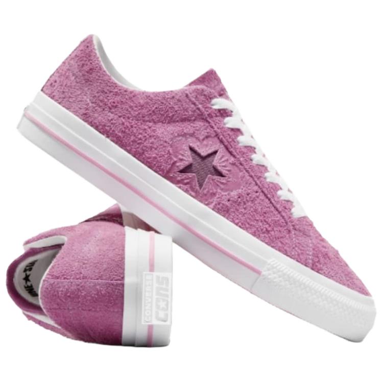 Converse Минусы Одна звезда Удобная повседневная низкая парусиновая обувь Унисекс Кроссовки Светло-пурпурный Красный A11974C