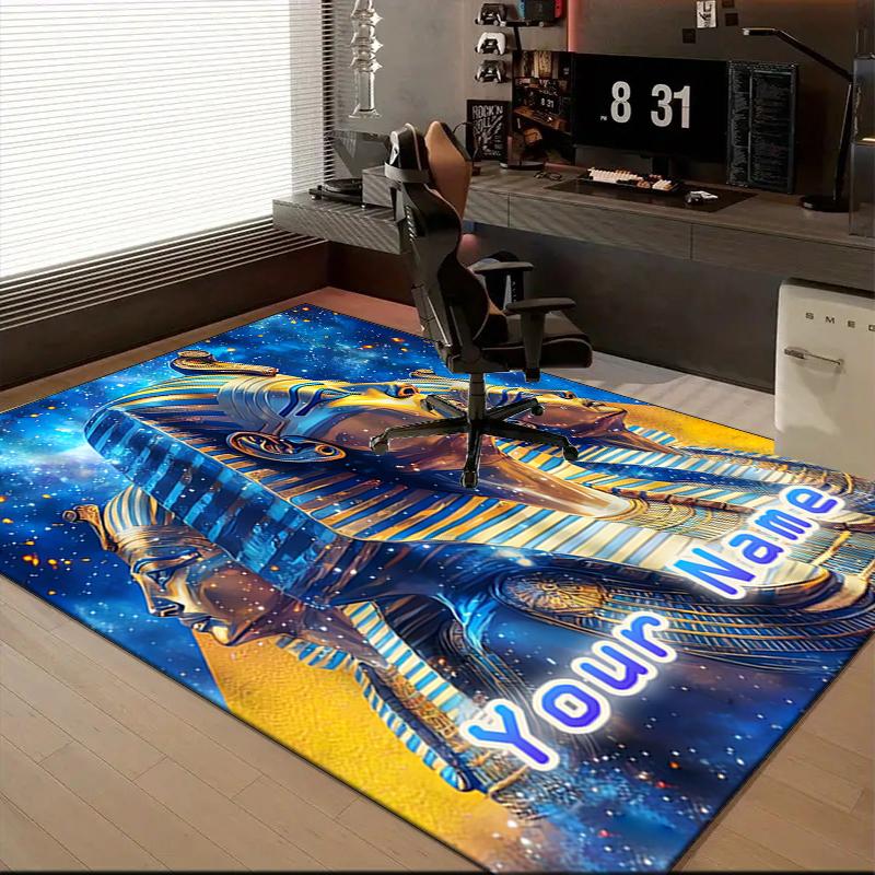 1PC Custom Name Egyptian Pharaoh Dreamscape Theme Floor Mat Ideal for Living Room, Game Rooms, Office, Bedroom,Floor Mat Playful Design