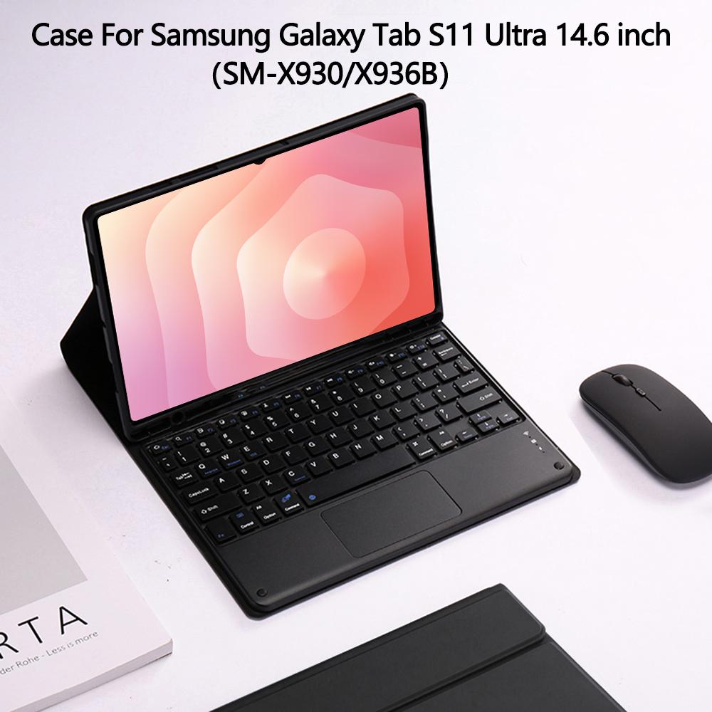 Чехол для планшета 2025 Samsung Galaxy Tab S11 Ultra 14,6 дюйма, съемная Bluetooth-клавиатура с держателем для стилуса SM-X930/X936B