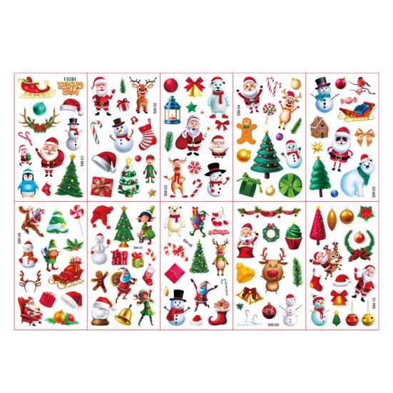 10 шт., рождественские татуировки, наклейки, милый мультфильм, Санта-Клаус, снеговик, Лось, медведь, рождественская елка, детские наклейки