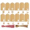 48/96/144pcs Santa Claus Gifts Labels Christmas Tree Shape Kraft Paper Tags Hanging Label  New Year