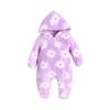 Зимний милый плюшевый комбинезон Welsoft с капюшоном и цветочным узором для малышей