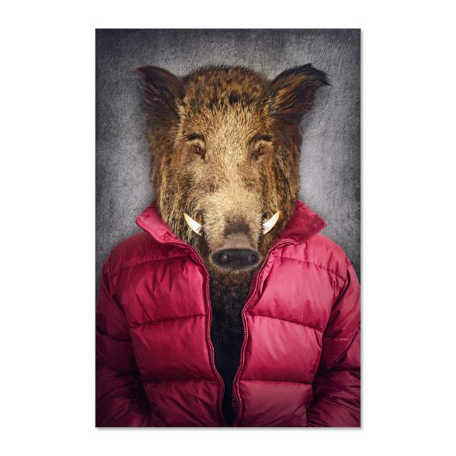 Человеческое тело, голова животного, абстрактная настенная художественная печать, Жираф, медведь, лев, холст, картина, скандинавский плакат, декор, фотографии для гостиной, без рамки