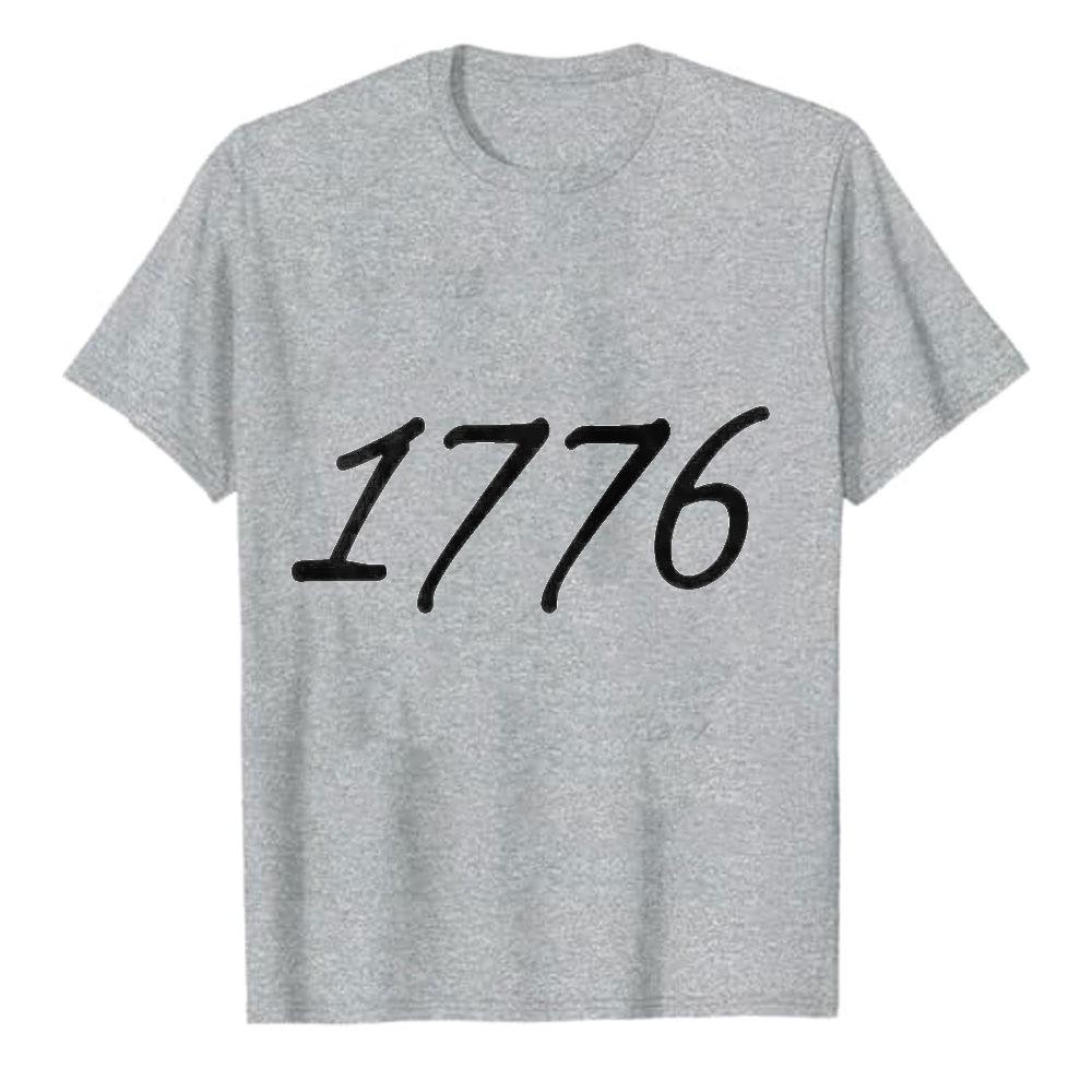Simple 1776 Patriotic Print Tshirt Usa Independence Fourth Of July Graphic Short Sleeve Casual Weekend Holiday Daily Wear Tee