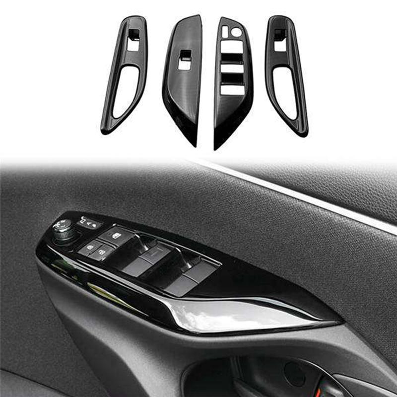 A87Q-Car Glossy Black Window Glass Lift Button Trim Switch Cover Door Armrest Panel for Toyota YARiS Cross - LHD