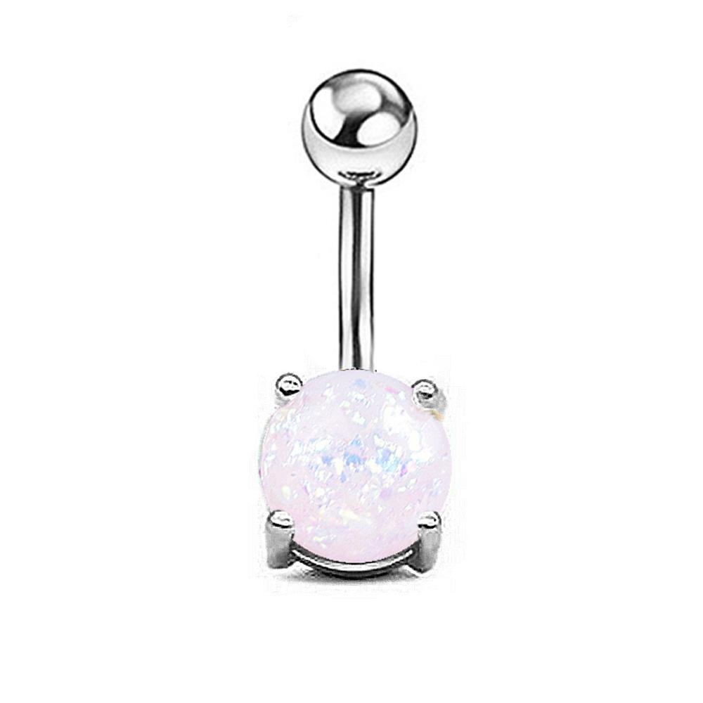 New Products In Europe And America New Imitation Opal Navel Ring Silver Rose Gold Navel Nail