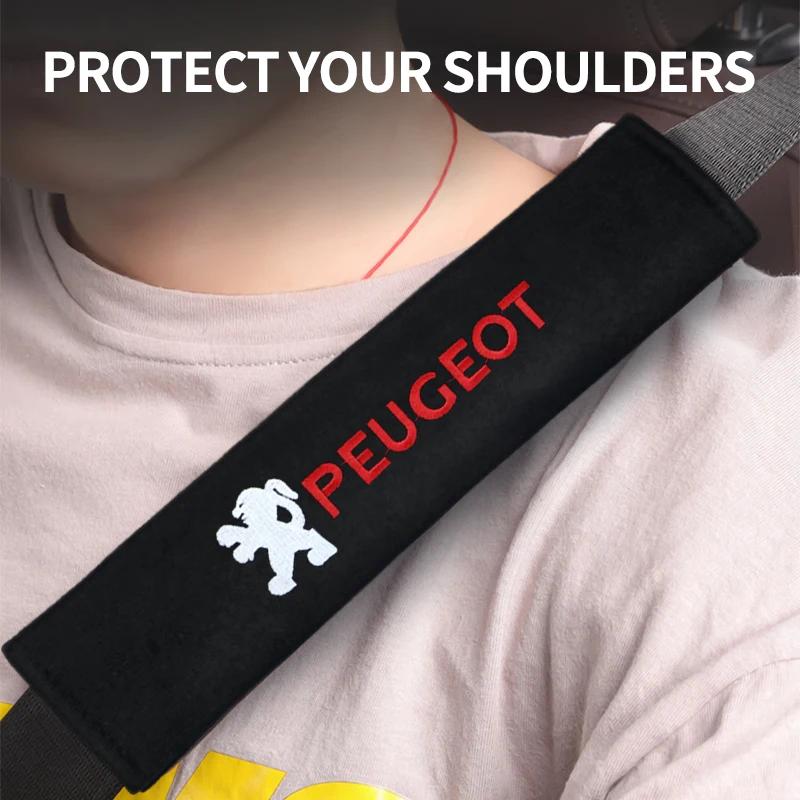 Fashion Car styling Car Seat Belt Covers Cotton Shoulder Pads For Peugeot 206 208 306 307 308 508 106 107 108 2008 3008 5008 207