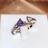 New Fashion Irregular Love Shaped Amethyst Triangle Cut Zirconia Women's Ring  Stamp Jewellery Couple's Party Gift