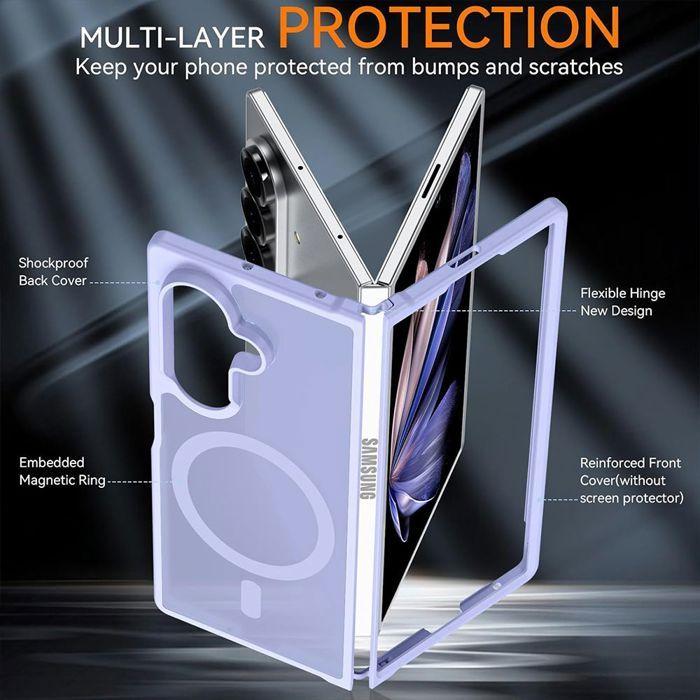 Coque pour Samsung Galaxy Z Fold 8 Ultra, avec Cercle Magnétique - Violet Translucide - 2 Verres Trempés