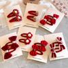 Korean New Year Headwear for Girls Wine Red Flower Children's Hair Clips Bangs Clips Cute Baby Bow BB Clips