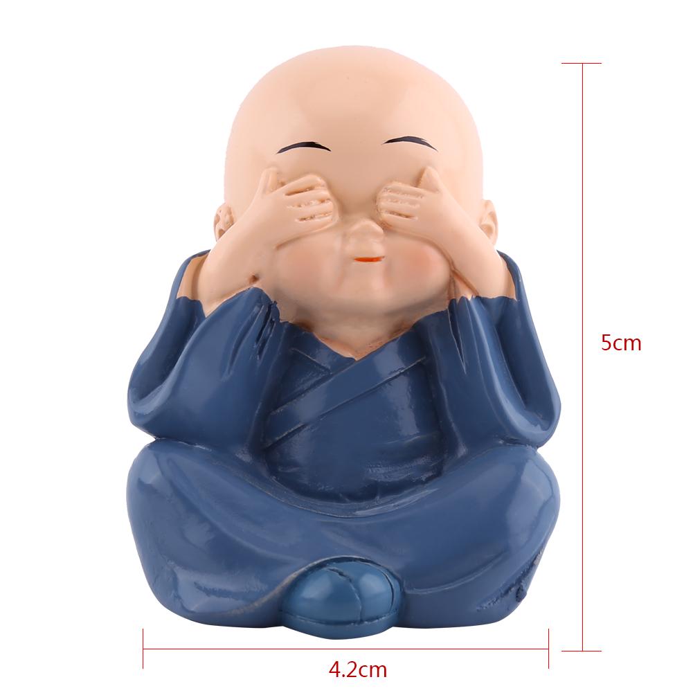 Baby Buddha Statuette, 4 Pieces, Little Monks Buddha Figurines, Cute Kungfu Monk, Car Interior Decoration, Resin Crafts, Wall Shelf,