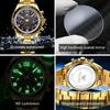 OLEVS TY714 Mens Watch Classic Fashion Original Quartz Chronograph Wristwatch Waterproof Stainless Steel Luminous Date With Box