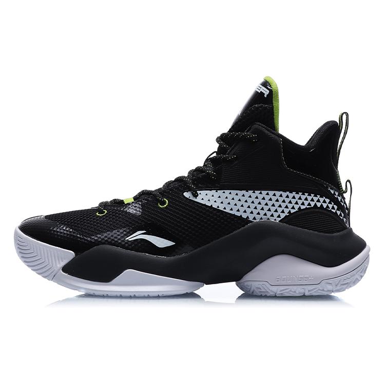 Li Ning Power 7 Амортизирующие Скользкие Устойчивые к истиранию Высокие Баскетбольные Кроссовки Мужские Черно-белые ABPQ041-2