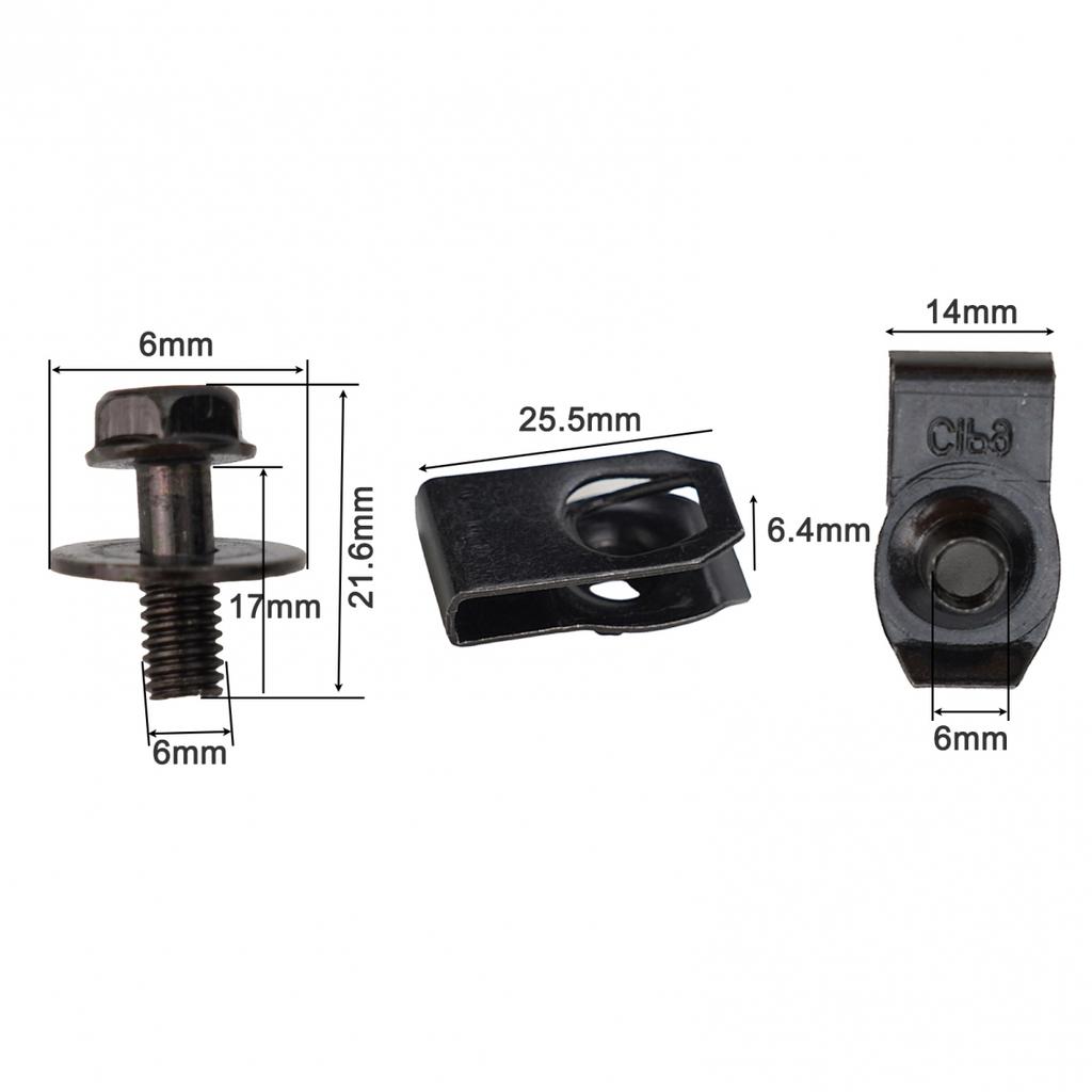 Комплект U-образных гаек-клипс для кузова, бампера, крыла, защиты двигателя