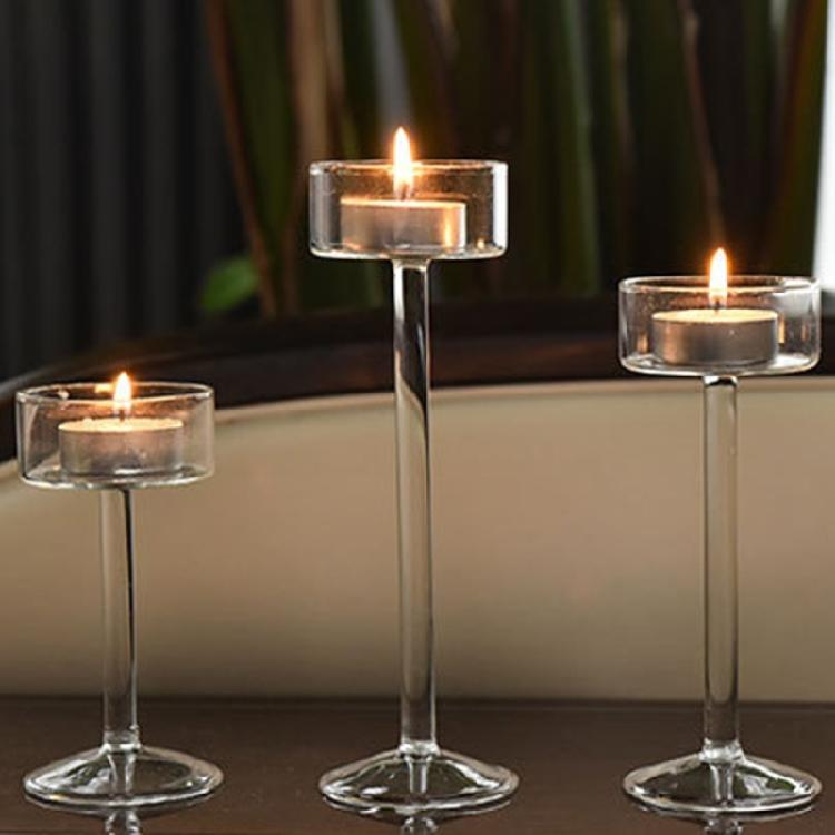 Подсвечник для votive свечей Стеклянный Прозрачный Подставка для чайной свечи Элегантный Длинноногий Подсвечник Центральный элемент стола Свадебный Декор