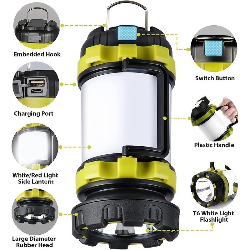 Rechargeable LED Camping Lantern - Perfect for Emergencies, Storms, Survival Kits, Hiking, Fishing, and Home Use