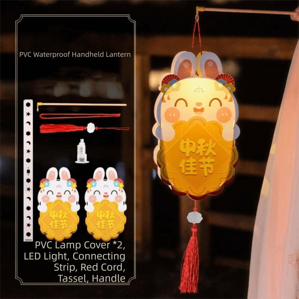 Waterproof PVC Bunny Lamp Warm Light Handheld Light Rabbit Lantern Garden Party