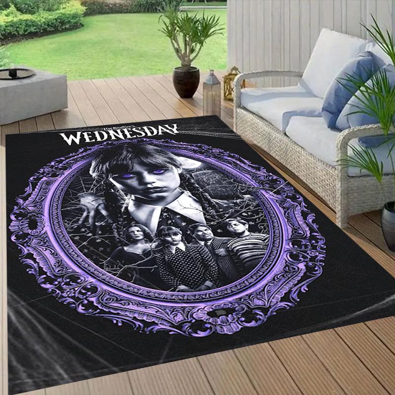 Wednesday Addams Style Crystal Velvet Rug, Soft Anti‑Slip Crystal Velvet Carpet for Living Room Bedroom Home Decor