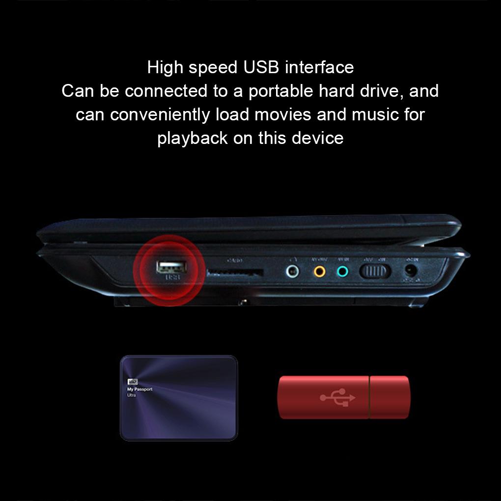 14 Портативный ЖК-телевизор DVD-плеер с антенной HD Большой экран Поддержка игр и FM-радио Автомобильный DVD-плеер