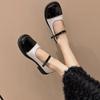 2024 New  Women's Heeled Single Shoes Versatile Women's Shoes Square Toe Comfortable Spring and Autumn One-Word Buckle Strap