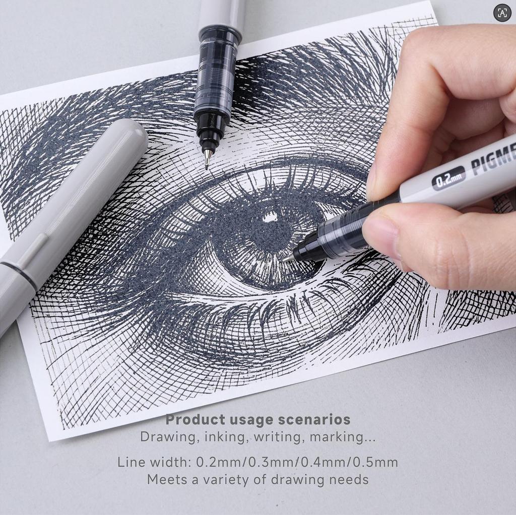 LANGUO 0.2/0.5mm Nib Size Pigment Liner Gel Pens Anti-smudge Water Resistant Fineliner Pens Stationery School Office Supplies
