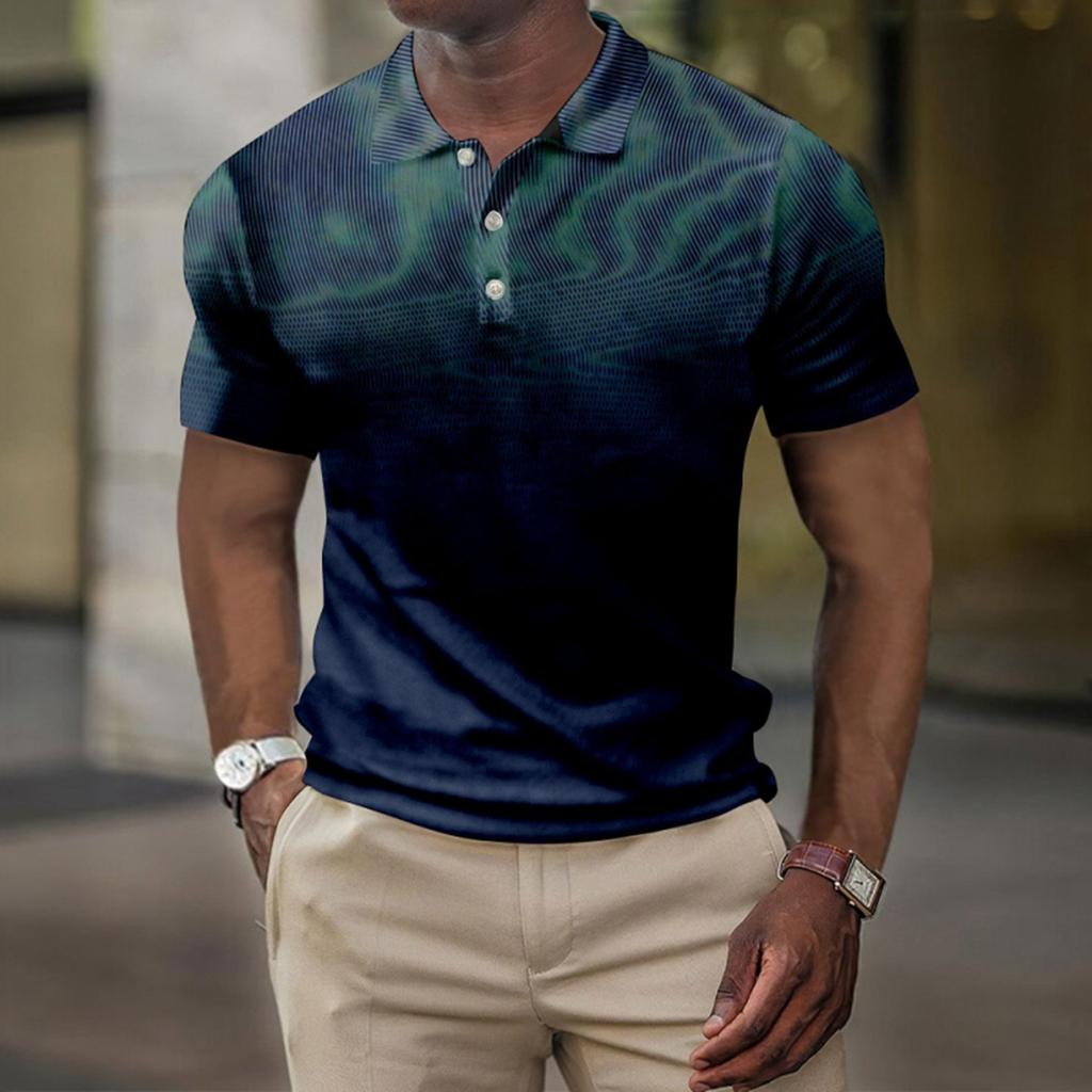 Men's Summer Printed Golf Shirt Botton Short Sleeve Top Men's Casual Fashion Shirt