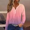 Women's Fashion Casual Printed V-Neck Long Sleeve Button Down T-Shirt Top