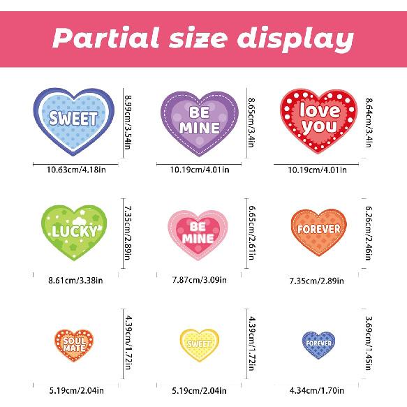 9 Sheet Valentine's Day Window Clings Romantic Conversation Heart Window Decals Double-Sided Candy Heart Window Decor for Valentine's Day Home Office