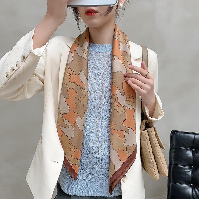New Square Scarf Emulated Silk Scarf Fashionable Professional Scarf Versatile Light Thin Breathable Twill Scarf Shawl