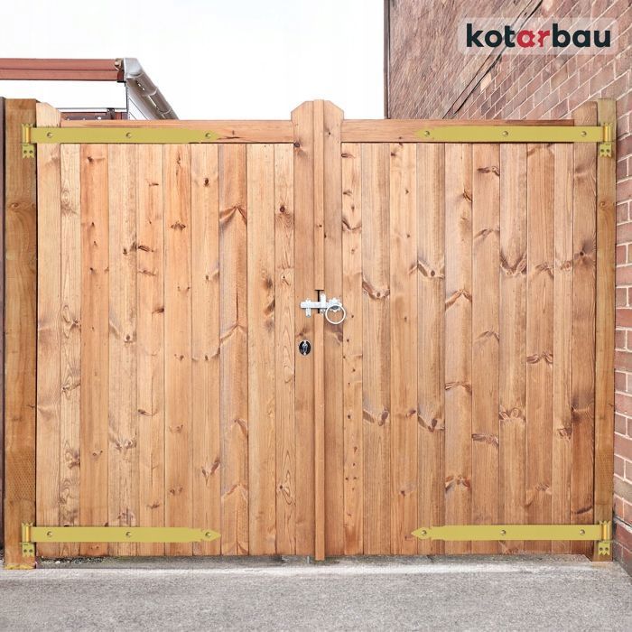 Charnière de porte KOTARBAU - 600 mm - Acier galvanisé - Jaune - Lot de 2 pièces avec gond