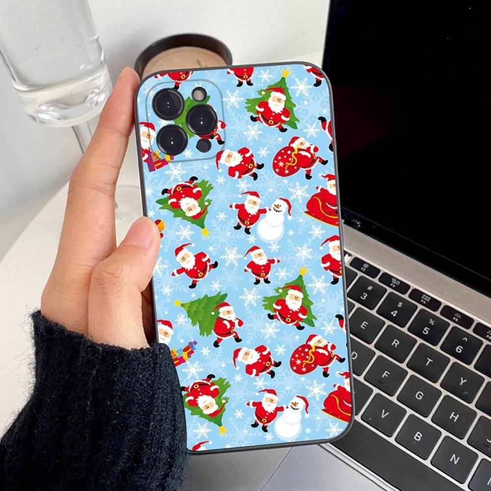 Рождественский Мультяшный Чехол на Телефон для Нового Года для iPhone 15 14 11 12 13 Mini Pro XS Max Чехол 6 7 8 Plus X XR SE 2020 Funda Shell