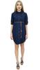 Women's Denim Short Dress Dark Blue Shirt Classic Collar Neck Dresses -