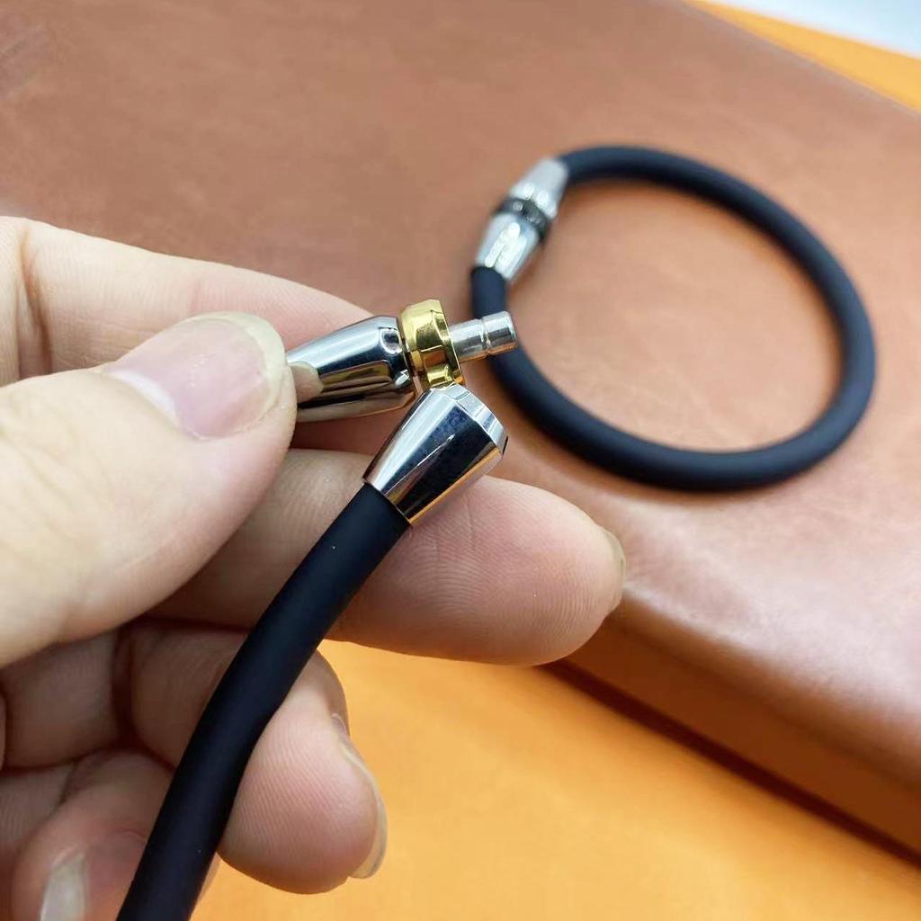 Универсальный немагнитный силиконовый спортивный чокер с золотым титановым кольцом и амулетом Будды