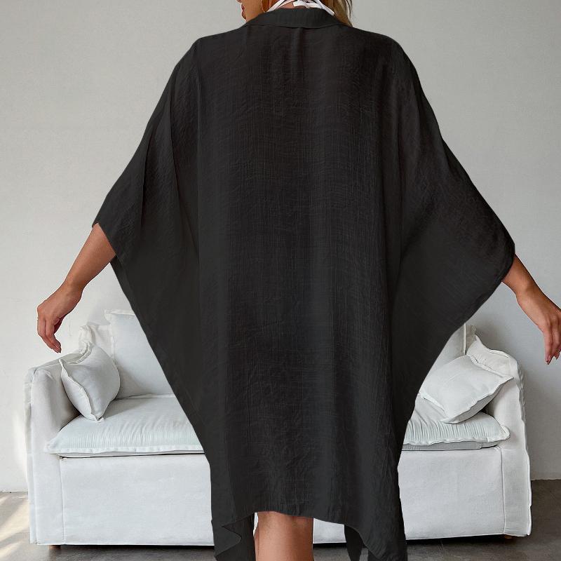 Пляжные рубашки, накидки для купальников, женские однотонные парео, длинная туника, летние свободные купальные костюмы