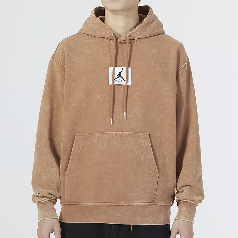 Jordan Повседневный свободный пуловер с капюшоном и принтом логотипа Tie-Dye, мужские топы, минерально-глиняно-желтый DR3088-215