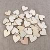100Pcs Wooden Love Heart Shape Embellishment Plaques Wedding Craft 20/30/40mm