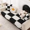Волнистая подушка для дивана специальной формы Four Seasons Универсальная кожаная подушка неправильной формы для гостиной Черно-белая клетчатая нескользящая подушка для дивана Полотенце