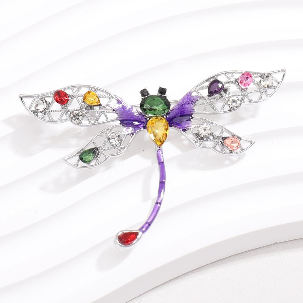 Женское пальто полихроматическая брошь-стрекоза, новая шестицветная брошь со стразами, булавка для женщин, ювелирные изделия, подарки PD1080
