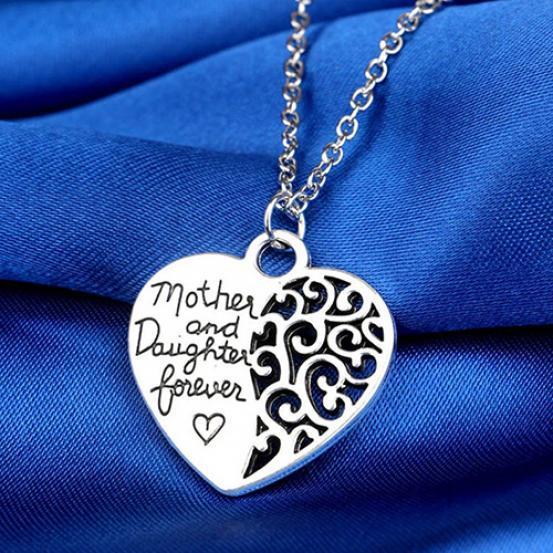 Mother And Daughter Love Forever Hollow Heart Pendant Necklace Mother's Day Gift