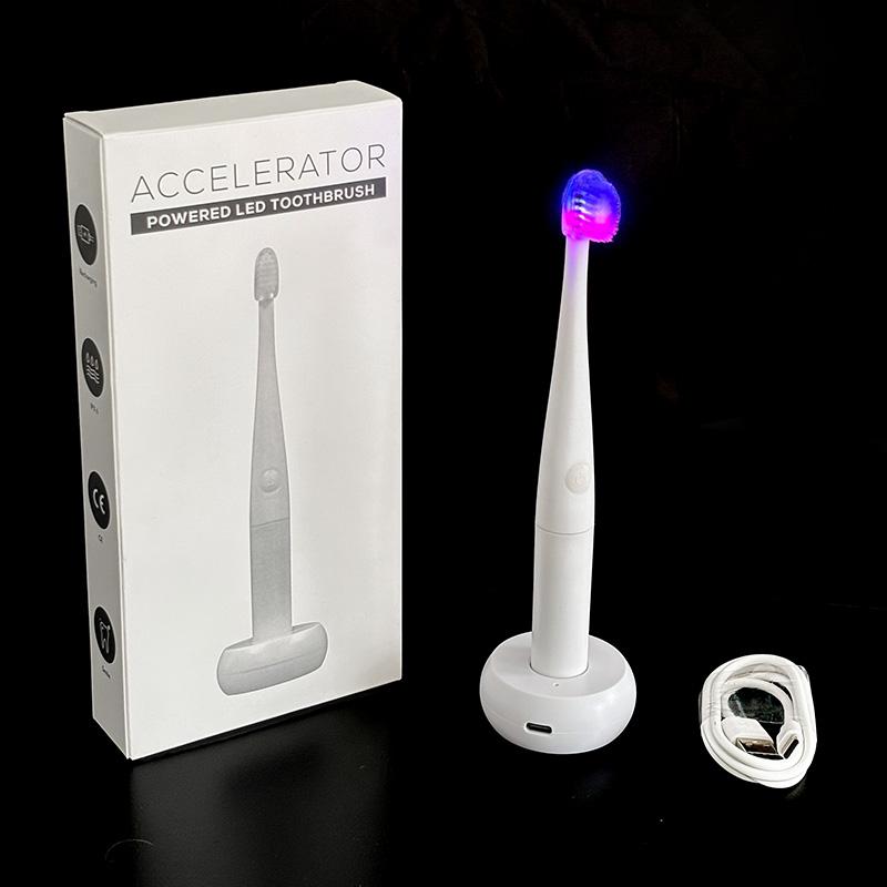 Customization Professional 2 in 1 Blue & Red Light Therapy Toothbrush Teeth Whitening & Reducing Sensitivity with Soft Bristles