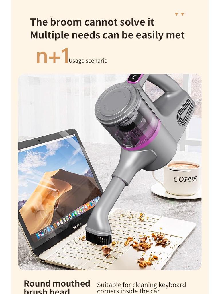 Высокомощный беспроводной ручной пылесос с функцией удаления клещей и мытья полов