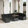 VidaXL 11-piece Garden Sofa Set Black Poly Rattan, Garden and Terrace, Modern Modular Rattan Sofa 3358249