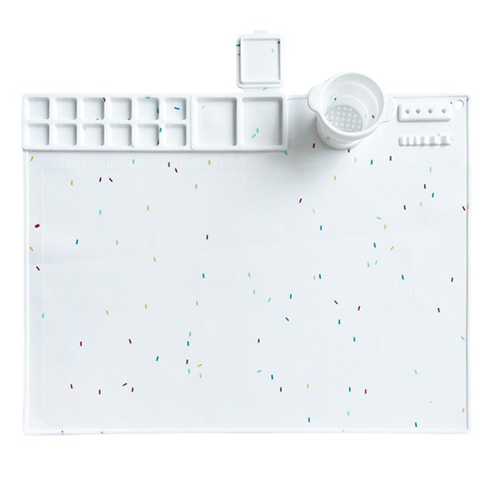 Silicone Mat For Painting Silicone Sheet With Palette Reusable Graffiti Craft Mat With Cup Washable Drawing Board For Kids DIY