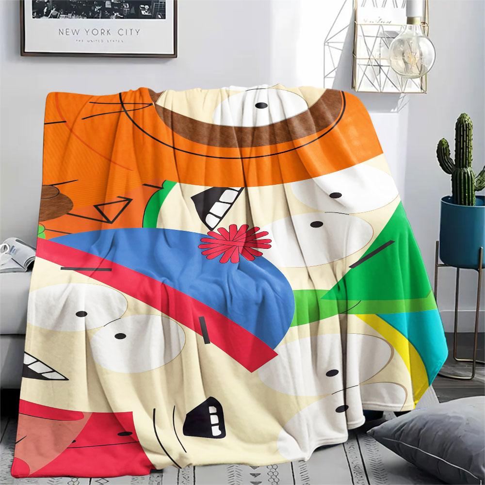 South Park Art Printed Flannel Blanket, soft throw for bedroom sofa, washable, fan merchandise, great gift.