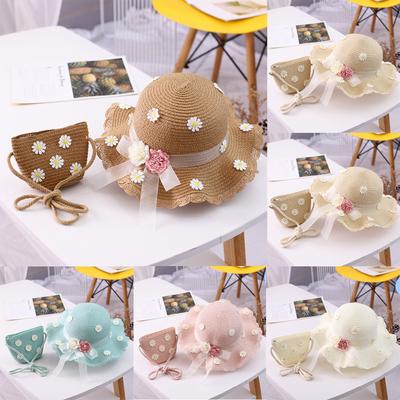 Туристическая шляпа от солнца для девочек 2–8 лет, детская шляпа от солнца с цветочным принтом и комплект сумки