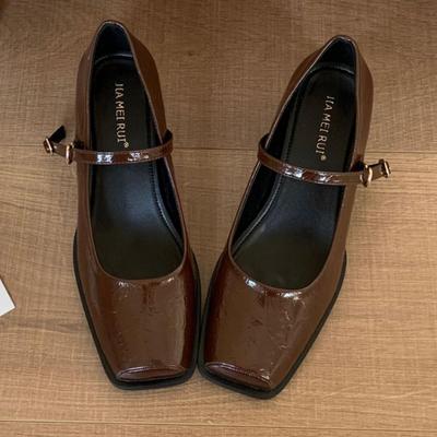 2025 Ретро Французские Мэри Джейн на Массивном Каблуке для Женщин - Весна/Осень