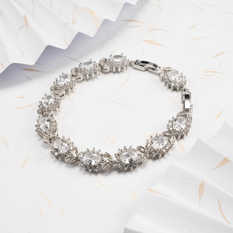 Zircon Bracelet, Versatile Fashion Light Luxury Men's and Women's Gold-plated Crystal Bracelet, Jewelry Silver Jewelry.